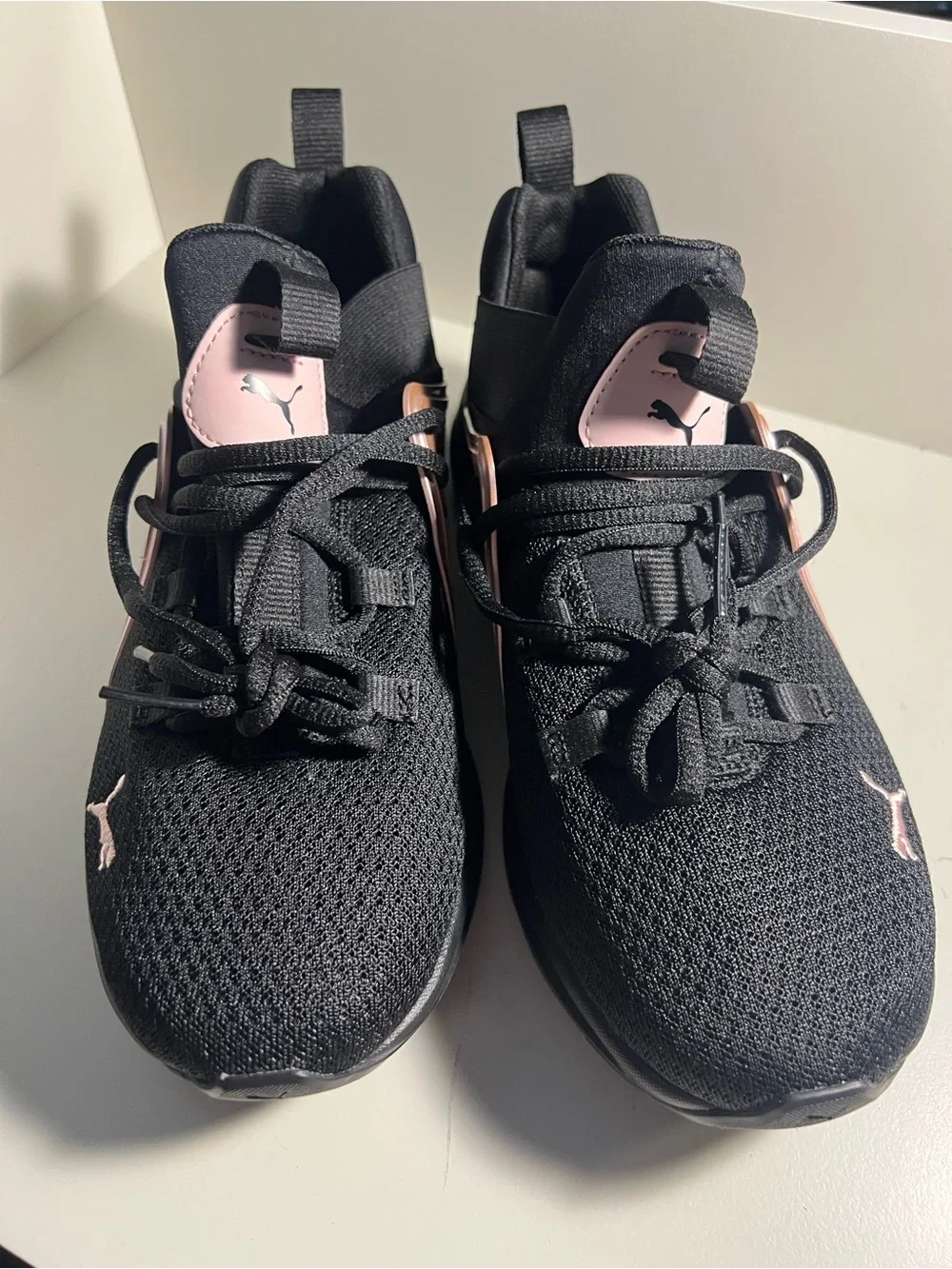 Puma Women's Black with Rose Gold Accent Athletic Sneakers